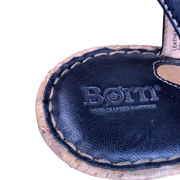 Born Black Leather Wedge Sandals Size 10 Comfy Casual Leather Shoes - Picture 8 of 11